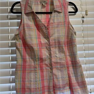 Duck Head Pink and Yellow Plaid Sleeveless Blouse